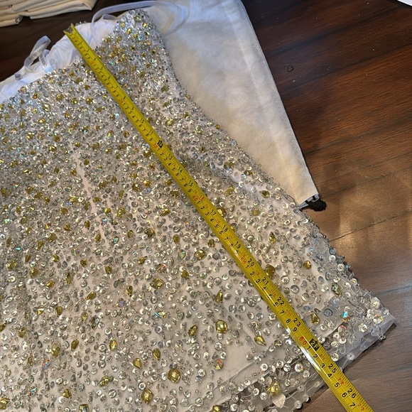 Sherri Hill Satin Spaghetti Straps Zipper back Built-in Bra Embellished Dress - Picture 8 of 13